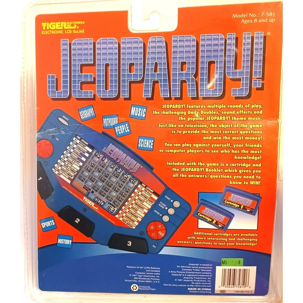Vintage 1997 Tiger Jeopardy! Electronic LCD Handheld Game Model 7-581 NOS